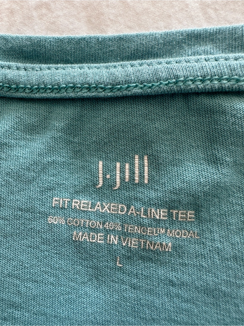 J. Jill Relaxed A-Line Tee in Teal, size large measurements - Picture 7 of 11